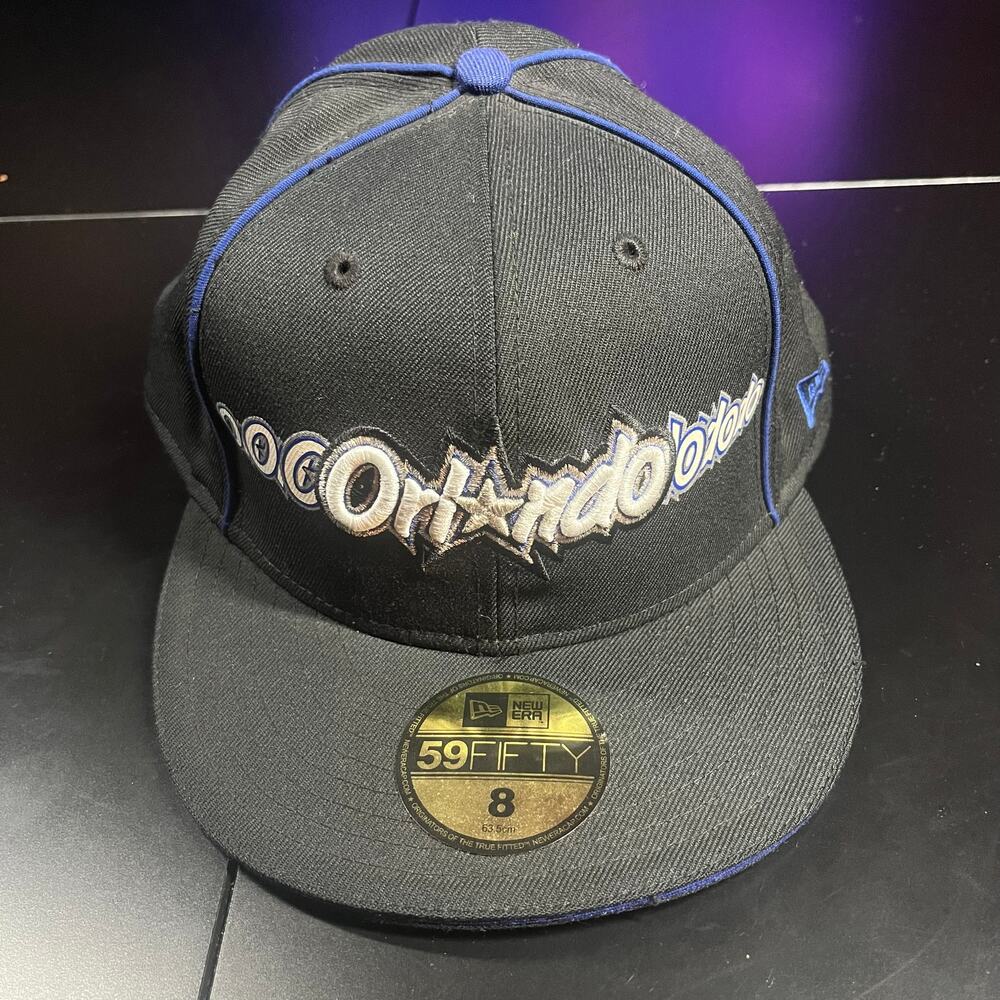 New Era 59Fifty Black Fitted Orlando Magic NBA Hat Cap Men’s Sz 8 New